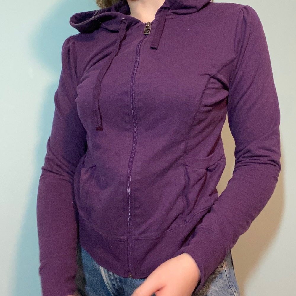 Dark purple form fitting hoodie